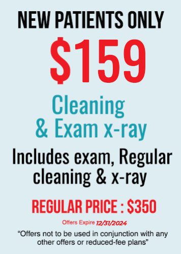 new patients only cleaning and exam Xray $99